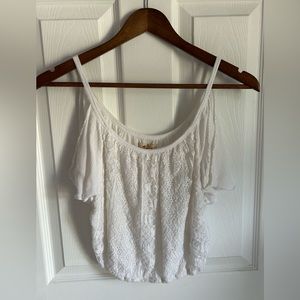 Hollister White off the shoulder spaghetti strap lace top